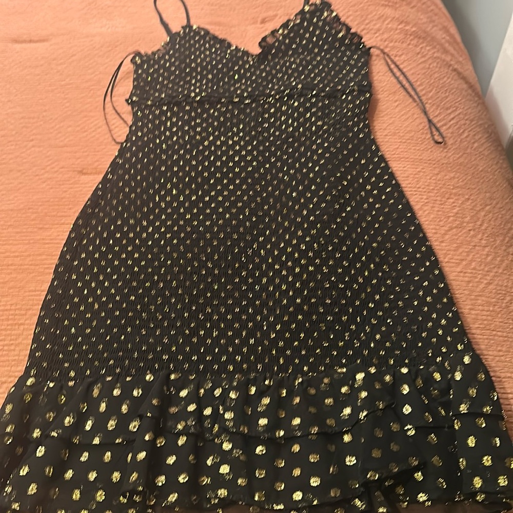 Black and gold mini dress